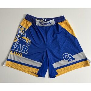 RUDIS Cougar Wrestling Shorts Men's Size L Blue Yellow Athletic